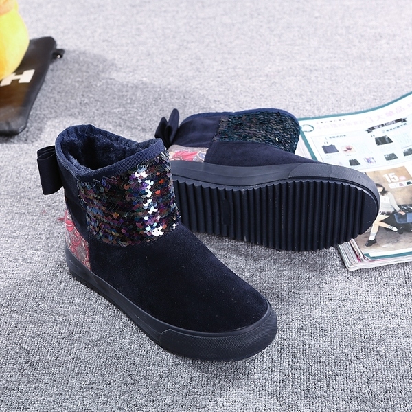 Стилни топли боти за жени в черен, червен, тъмносин и бежов цвят с пайети