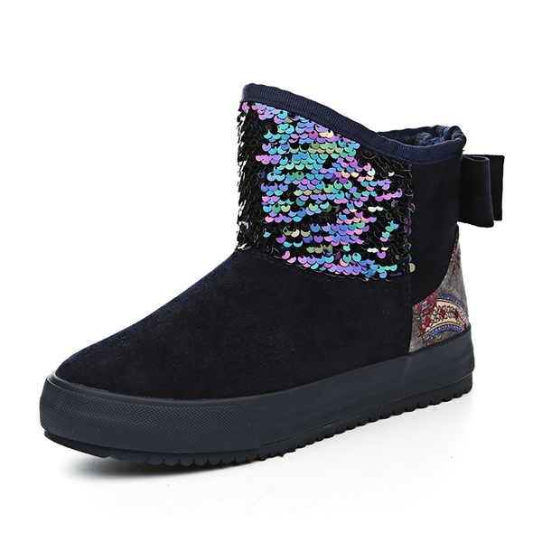 Стилни топли боти за жени в черен, червен, тъмносин и бежов цвят с пайети