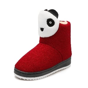 Άνετες γυναικείες μπότες μαύρες και κόκκινες με panda