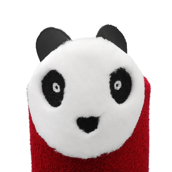 Дебели дамски боти в черен и червен цвят с панда