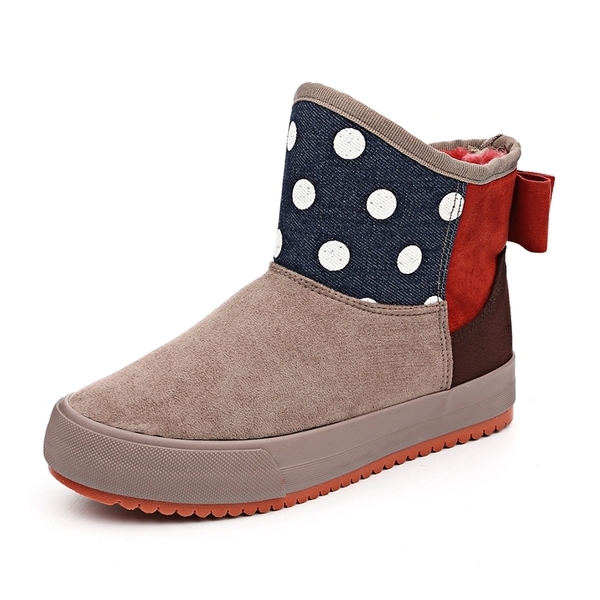 Стилни дамски боти в няколко цвята с десен на точки и панделка