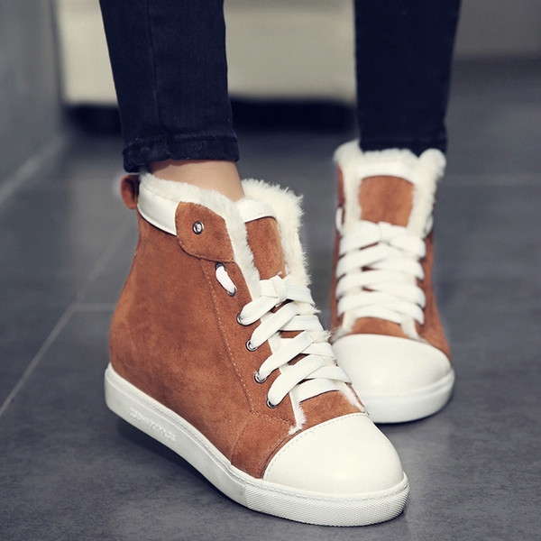 Дамски боти с вътрешна платформа в черен, сив и бежов цвят