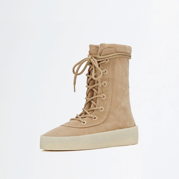 Стилни дамски боти с връзки в черен и бежов цвят