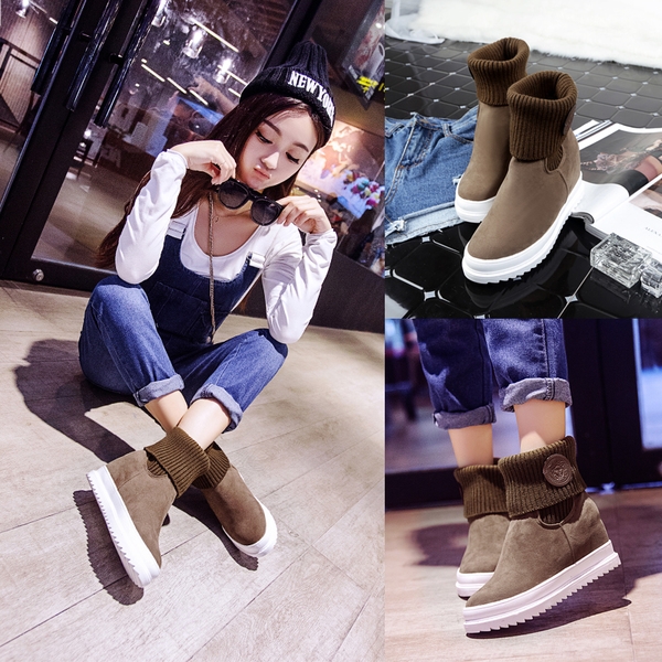 Стилни дамски боти с вътрешна платформа в три цвята