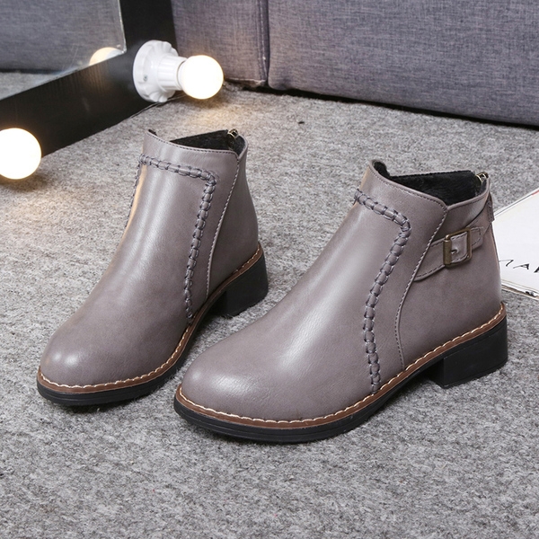 Дамски боти от еко кожа в сив, черен, червен цвят. 