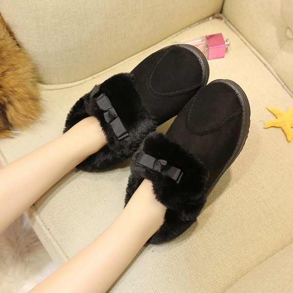 Дамски боти с пух в черен и сив цвят