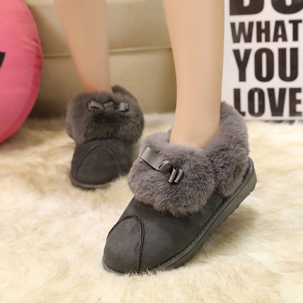 Дамски боти с пух в черен и сив цвят
