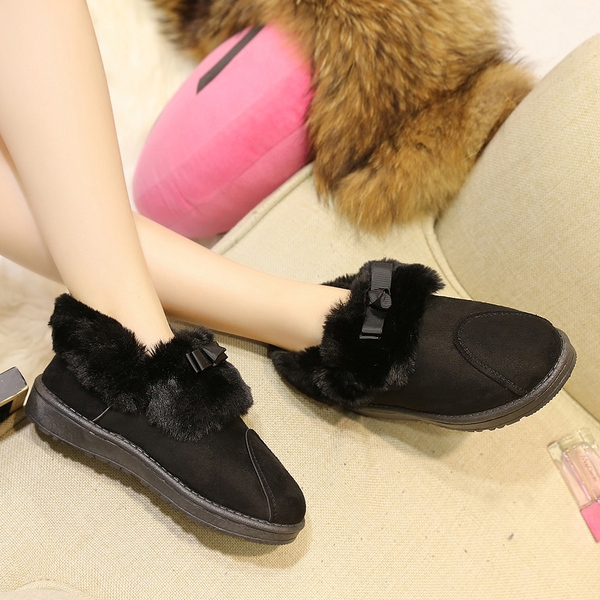 Дамски боти с пух в черен и сив цвят