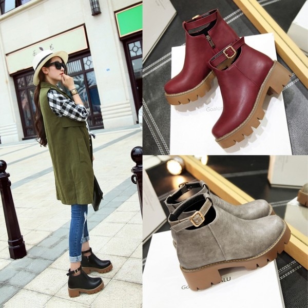 Κομψές δερμάτινες μπότες γυναικείες - αδιάβροχες σε κόκκινο, μαύρο και γκρι χρώμα