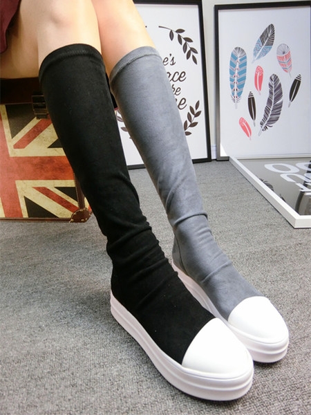 Υψηλές γυναικείες  μπότες σε μπεζ, γκρι και μαύρο χρώμα - ελαστικές.