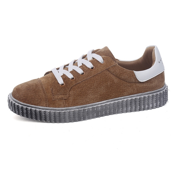 Стилни дамски маратонки в сив, черен и кафяв цвят