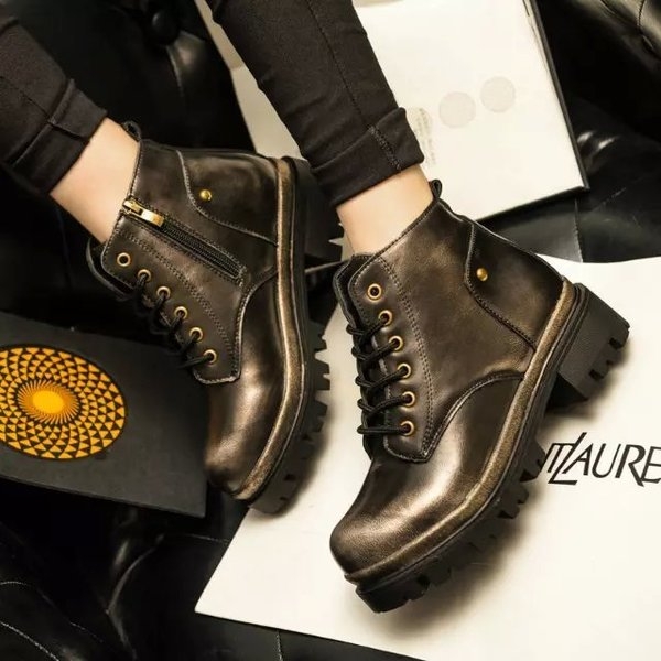 Британски стил ретро боти за дамите с дебела подметка