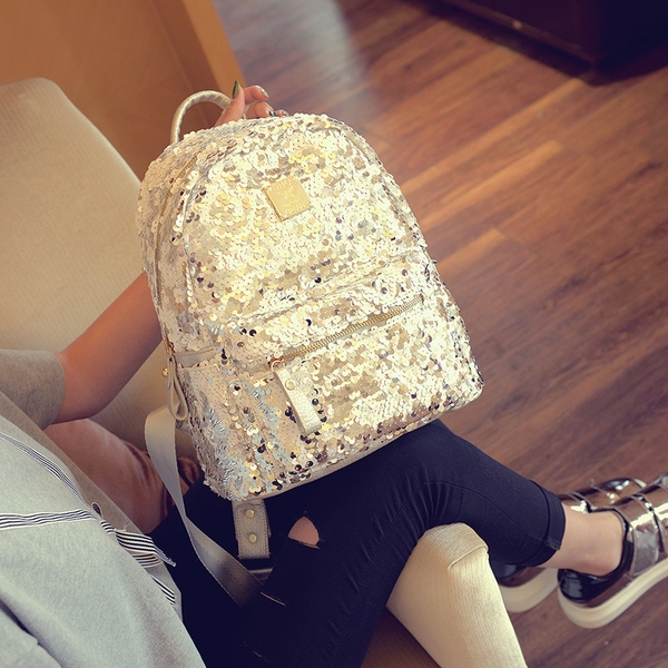 Дамска искряща раница с пайети в три преливащи цвята