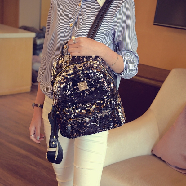 Дамска искряща раница с пайети в три преливащи цвята