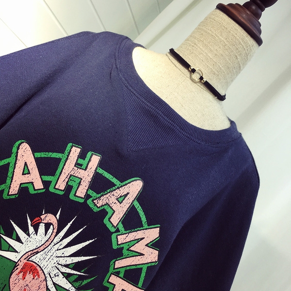 Дамска интересна блуза с надбис Бахама Мама в тъмно син и бял цвят