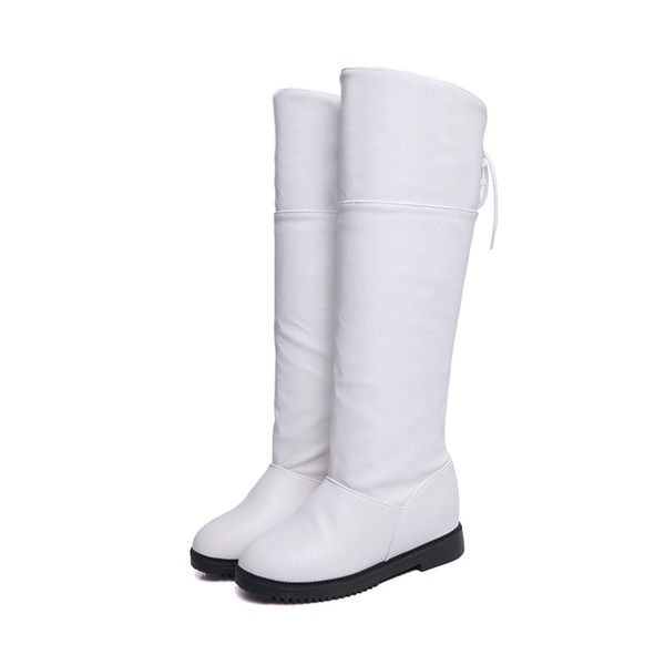 Дамски подвиващи се ботуши - кожени в черен, кафяв и бял цвят