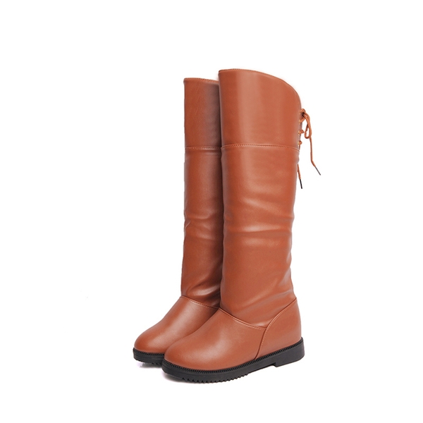 Дамски подвиващи се ботуши - кожени в черен, кафяв и бял цвят