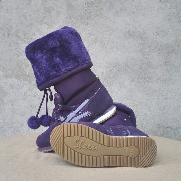 Неплъзгащи топли ботуши за сняг за жените подвиващи се с топчета в черен, лилав, розов, сив и тъмносив цвят