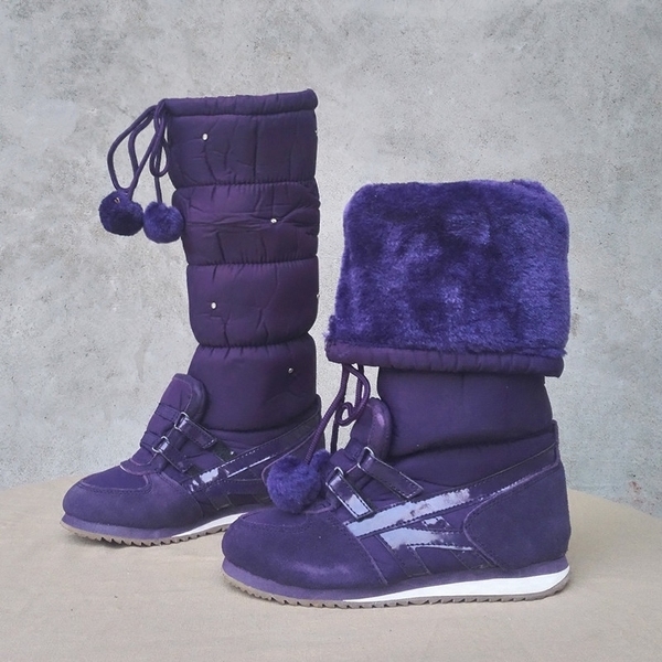 Неплъзгащи топли ботуши за сняг за жените подвиващи се с топчета в черен, лилав, розов, сив и тъмносив цвят