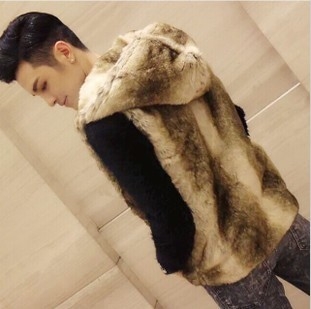 Мъжки плюшени есенни и зимни елеци с качулка - 4 модела в сребрист, кафяв, черен цвят 