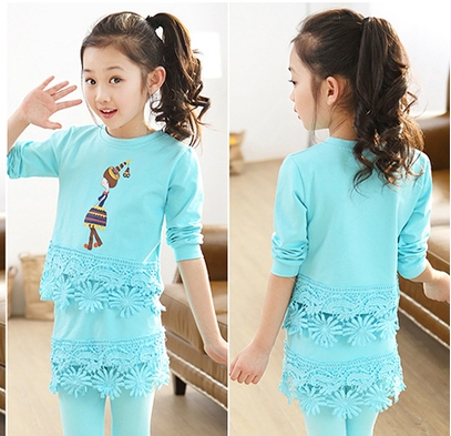 Παιδικό σετ για κορίτσια από μπλουζοφόρεμα και κολάν σε διάφορα χρώματα - ροζ, κυκλάμινο, κίτρινο γαλάζιο με και  χωρίς βελούδο