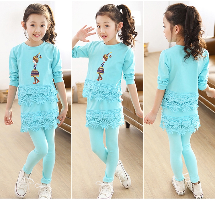 Παιδικό σετ για κορίτσια από μπλουζοφόρεμα και κολάν σε διάφορα χρώματα - ροζ, κυκλάμινο, κίτρινο γαλάζιο με και  χωρίς βελούδο