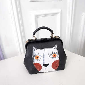 Дамски сладки чанти с различни анимационни изображение палячо и котка в различни цветове черен сив червен от изкуствена кожа