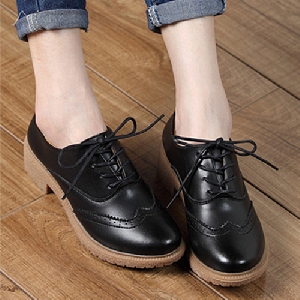 Дамски ежедневни кожени обувки с връзки: Черни, Бели, Кафяви, Бордо