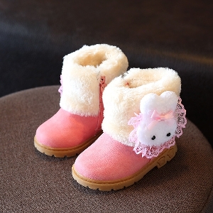 Παιδικές χειμωνιάτικες μπότες για κορίτσια - καφέ, ροζ, κυκλάμινο χρώμα