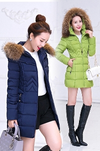 Οι γυναίκες παχύ μακρύ χειμώνα σακάκι με κουκούλα και κάτω κόκκινο, σκούρο μπλε, κόκκινο, πράσινο βαμβάκι μοντέρνο και κομψό