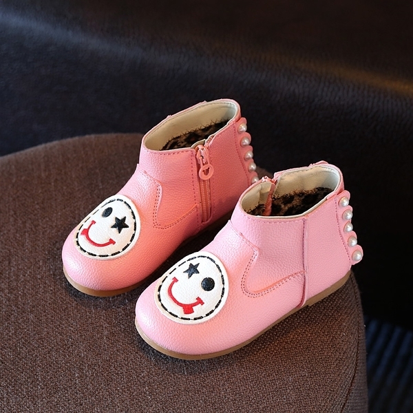 Детски боти за момичета и момчета от изкуствена кожа в три цвята - червен, розов, черен