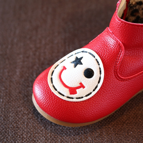 Детски боти за момичета и момчета от изкуствена кожа в три цвята - червен, розов, черен