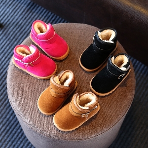 Παιδικές ζεστές μπότες για αγόρια και κορίτσια - μαύρο καφέ και ροζ χρώμα