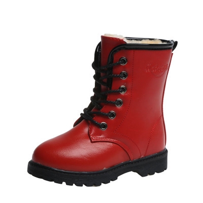 παιδικές μπότες για αγόρια και κορίτσια σε  μαύρο και  κόκκινο μπορντό χρώμα από τεχνητό δέρμα