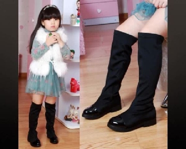 Παιδικές  χειμωνιάτικες μαύρες μπότες ψηλά μέχρι το γόνατο
