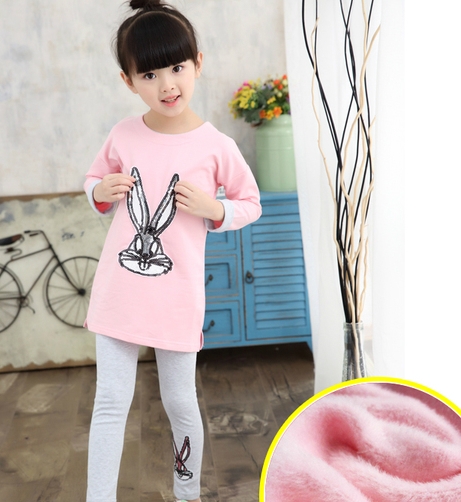 Детски комплект за момичета от две части туника и клин `Бъкс Бъни` и Лисица розов оранжев сив