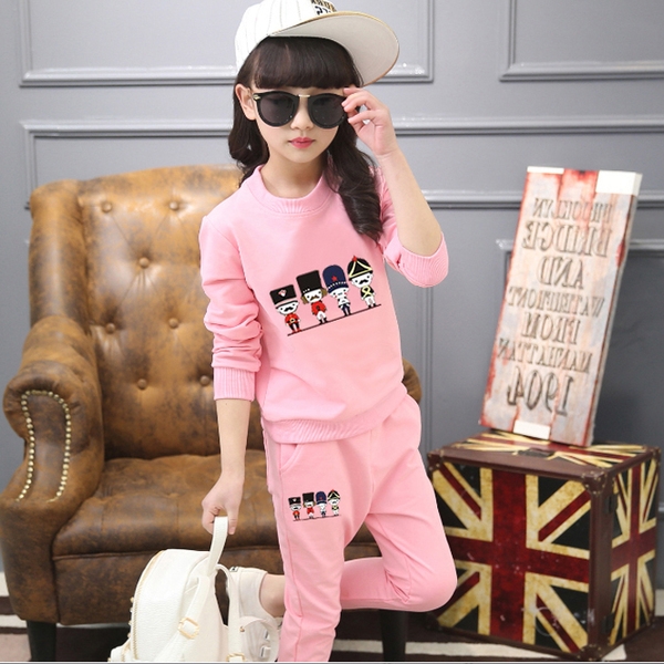 Детски памучни комплекти - екипи от две части горнище и блуза или дълъг панталон - жълт, червен, розов с кученце и анимации