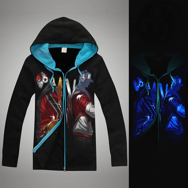 Уникален мъжки суичър в няколко модела на League of Legends светещ в тъмното с щампи на различни герои