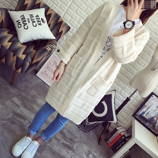 Дамска дълга есенна жилетка в различни цветове и предни джобове