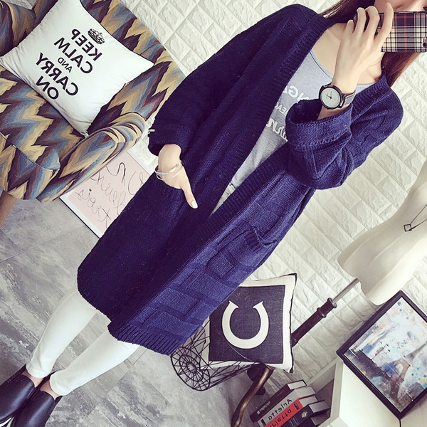 Дамска дълга есенна жилетка в различни цветове и предни джобове