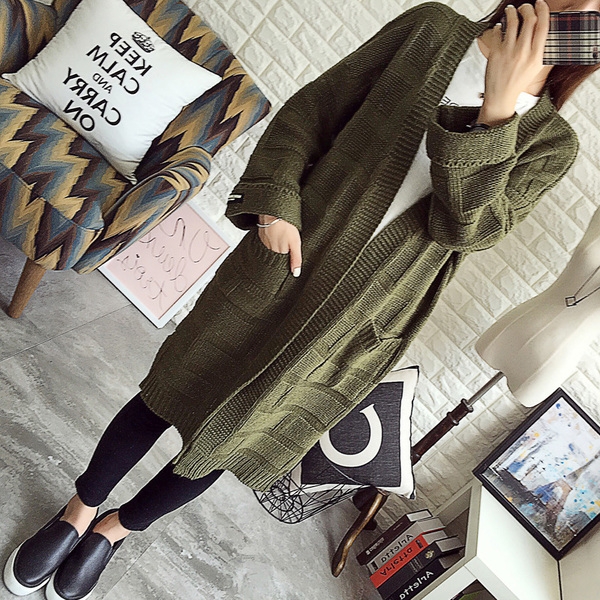 Дамска дълга есенна жилетка в различни цветове и предни джобове