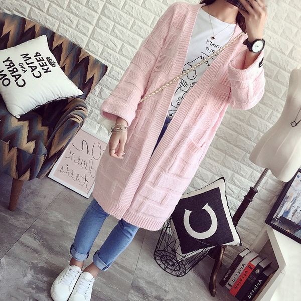 Дамска дълга есенна жилетка в различни цветове и предни джобове