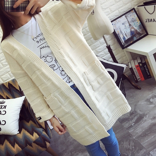 Дамска дълга есенна жилетка в различни цветове и предни джобове