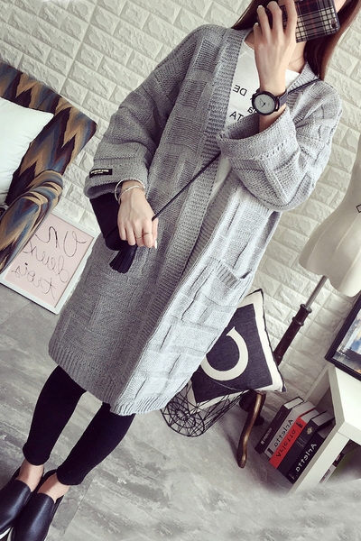 Дамска дълга есенна жилетка в различни цветове и предни джобове