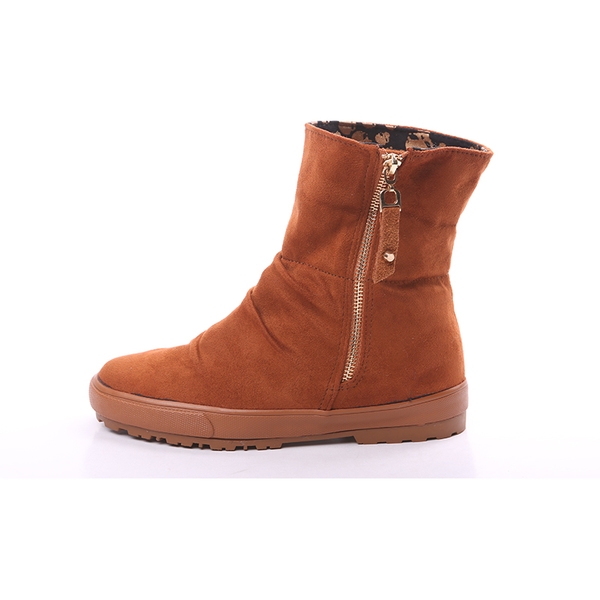 Дамски велурени боти в черен, червен и кафяв цвят подвиващи се с вътрешна декорация