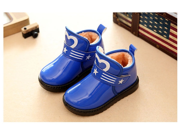 Детски зимни боти за момчета и момичета от изкуствена кожа и с кадифена подплата червени, черни, сини