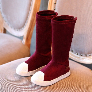 Παιδικές ζεστές μπότες για το φθινόπωρο και το χειμώνα  σουέτ  για τα αγόρια και τα κορίτσια σε κόκκινο, μαύρο κρασί κόκκινο χρώ