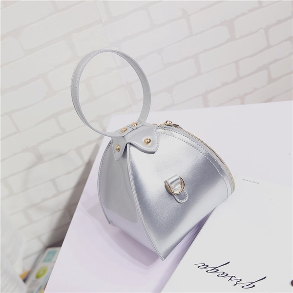 Дамски мини чанти от изкуствена кожа в 5 варианта - топ дамска мода лилави, зелени, червени, черни тип Пирамида