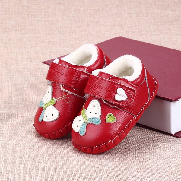 Детски кожени боти за момичета в 3 модела с лепки в бял, розов, червен, светлосин и кафяв цвят