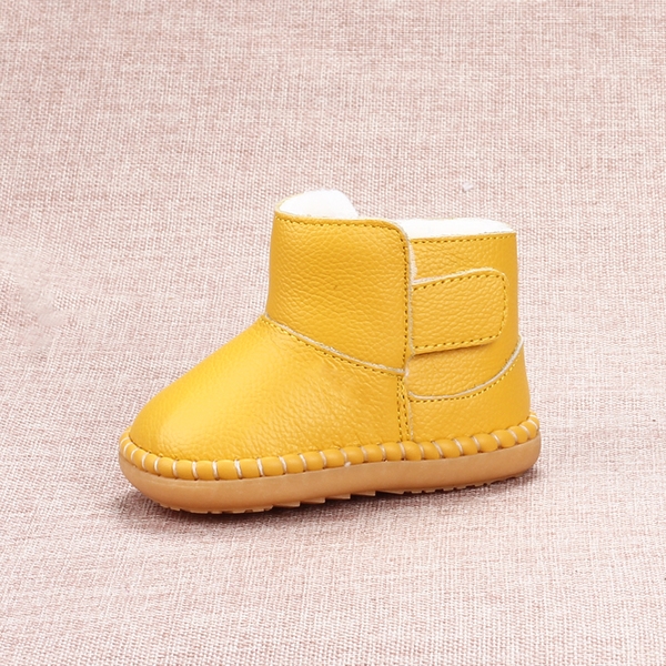 Дамски кожени боти с лепки за момичета в кафяв, червен, златист, розов, жълт и бежов цвят